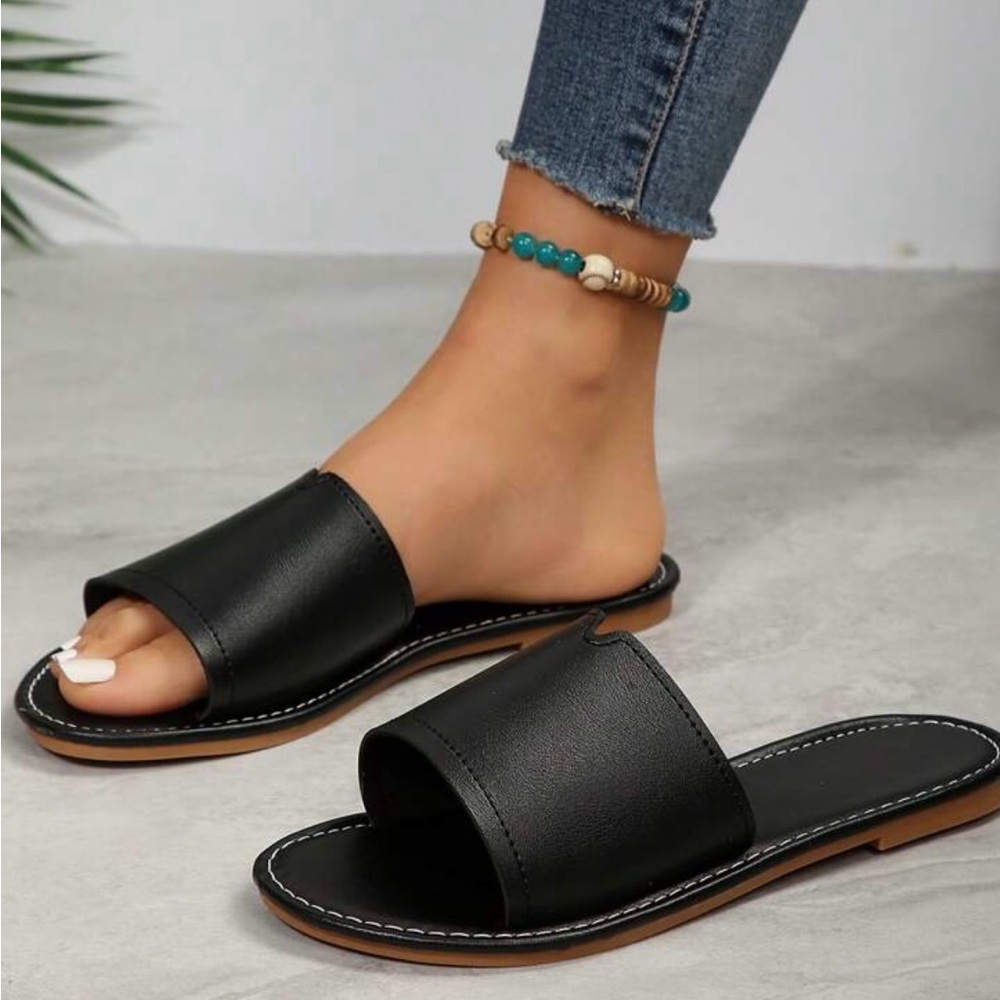 SHEIN Black Slide Sandals